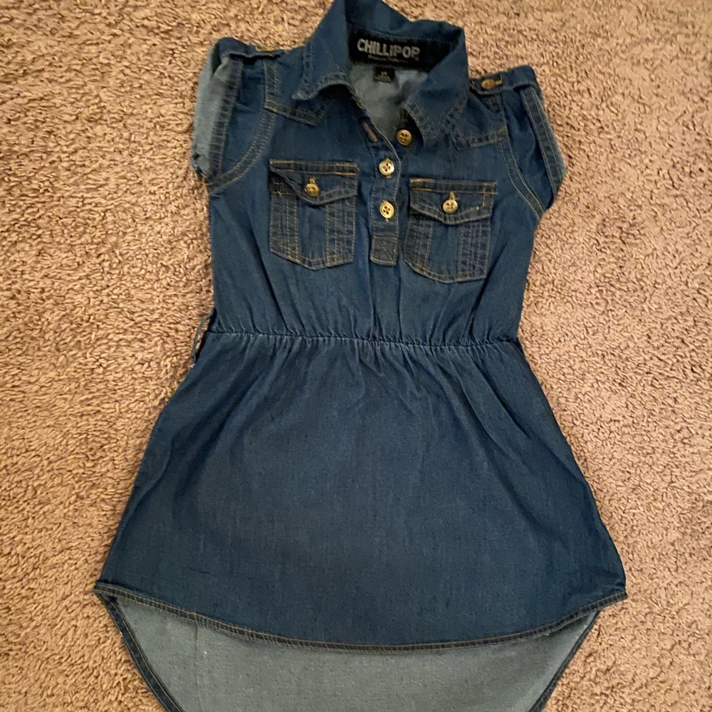 Girls Denim high low dress